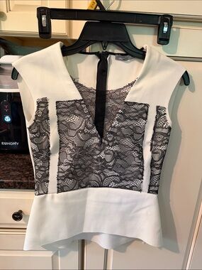 Zara Cream Blouse with Black Hanger Detail